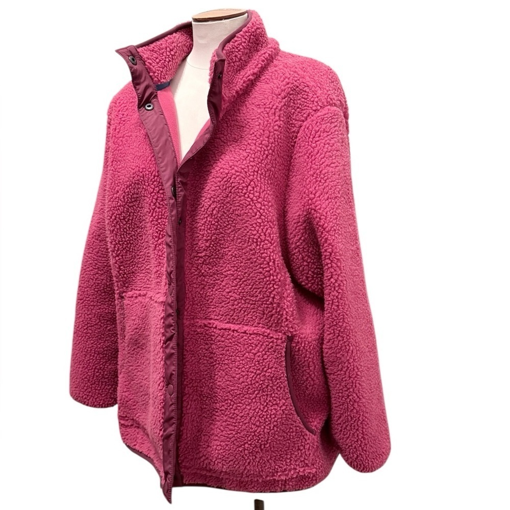 Magenta Sherpa Jacket- Womens 1x Land End - Picture 2 of 5